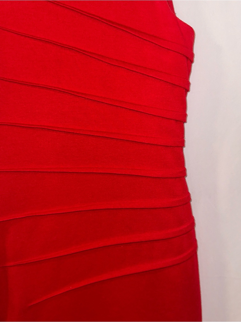 Calvin Klein Size 6 Red Sheath Dress Sunburst Pleat Career Fitted Sleeveless - Picture 4 of 13